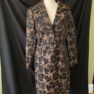 George Fully Lined Black Floral Print with Copper Background Coat